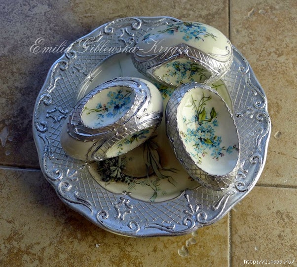Lenyűgöző húsvéti porcelán hatású tál és tojás készítése dekupázs technikával19