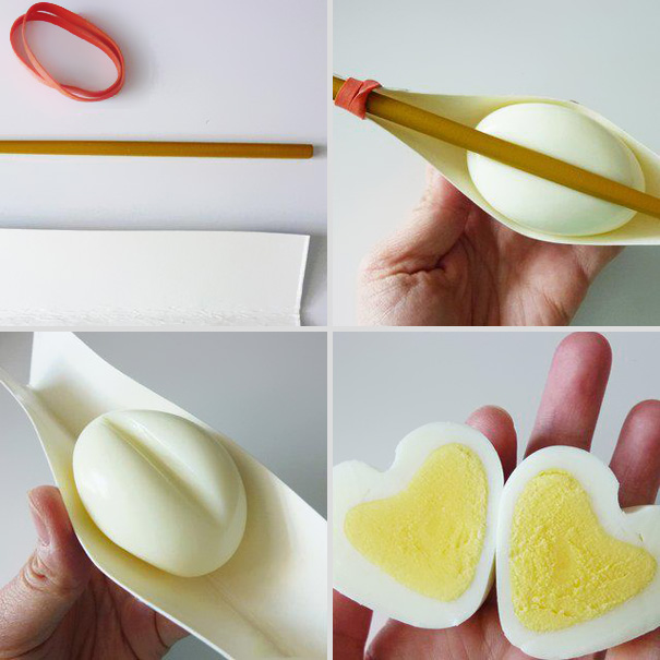 7. Szív formájú főtt tojás